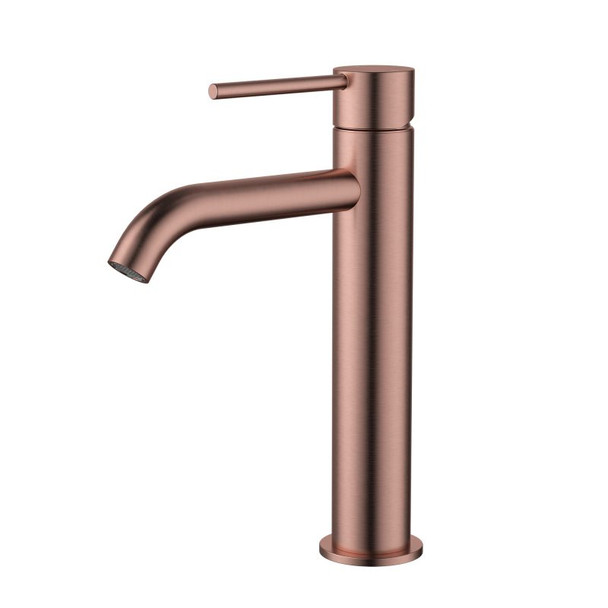 STAR MINI MID RISE BASIN MIXER CURVED SPOUT - CHAMPAGNE