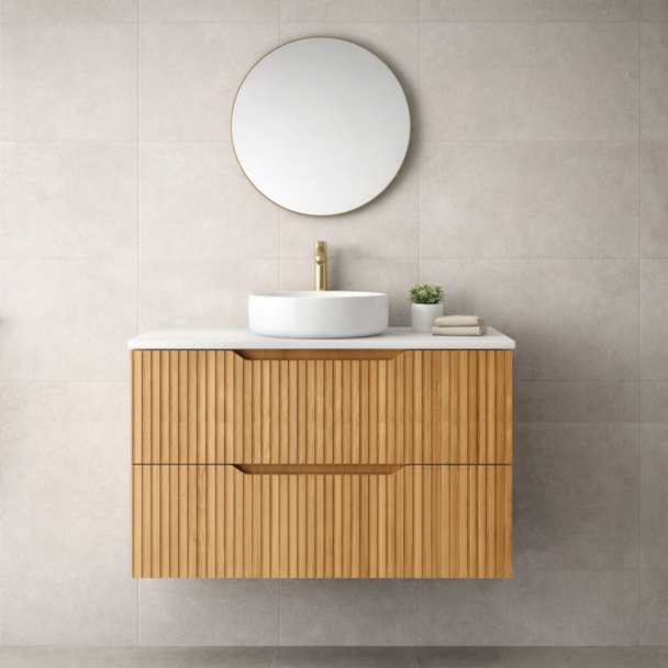 SAGE NATURAL OAK FLUTED VANITY 2D 900