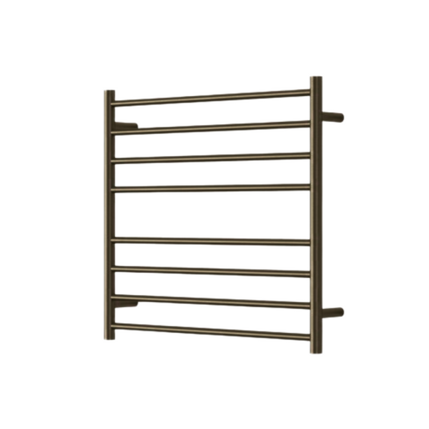 MIRAGE 8 BAR WIDE HEATED TOWEL RAIL 750MM X 700MM - ANTIQUE BRAS