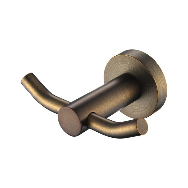 DOUBLE ROBE HOOK - ANTIQUE BRASS