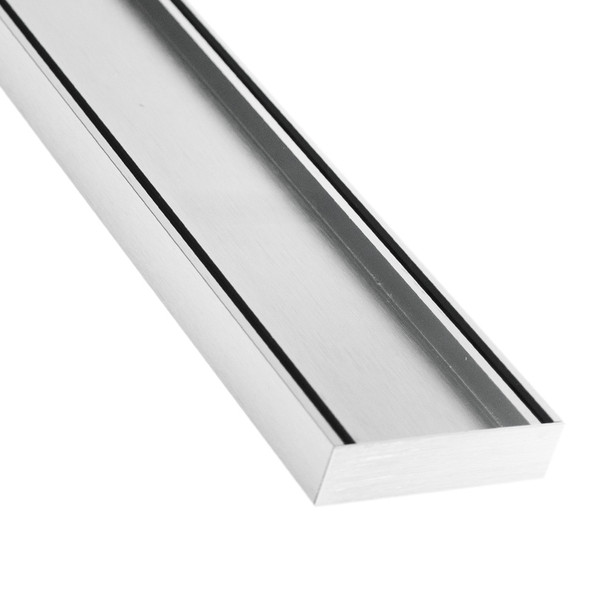 Lauxes 1m Aluminium Silk Silver Slimline Tile Insert 26 Drain