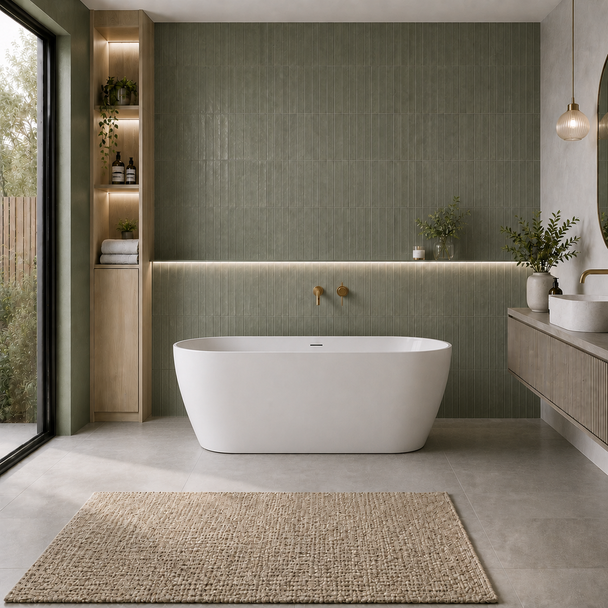 ATTICA MANOLO 1530 MATTE WHITE BATH WITH OVERFLOW