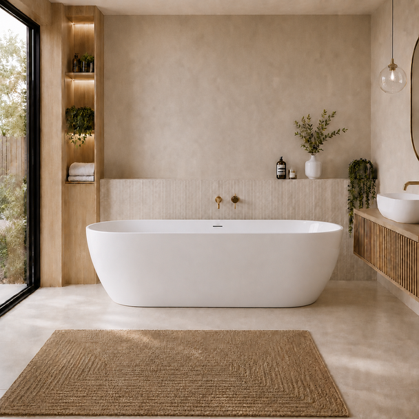 ATTICA MANOLO 1700 GLOSS WHITE BATH WITH OVERFLOW