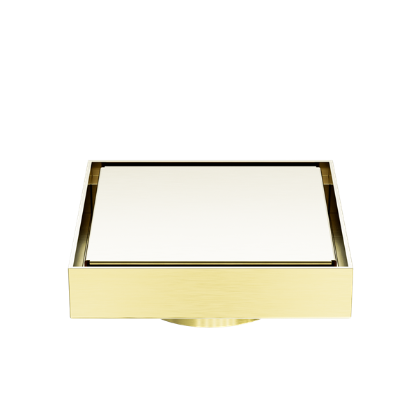 100mm SQUARE TILE INSERT FLOOR WASTE 80mm OUTLET - BRUSHED GOLD