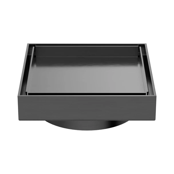 100mm SQUARE TILE INSERT FLOOR WASTE 80mm OUTLET - GUN METAL