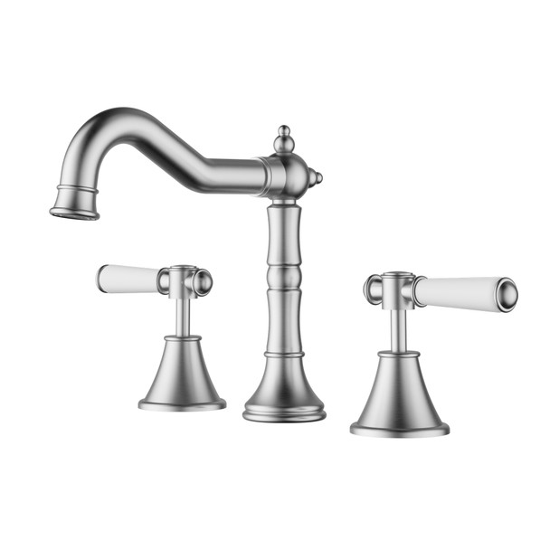 CLASICO BASIN SET CERAMIC HANDLE BRUSHED NICKEL