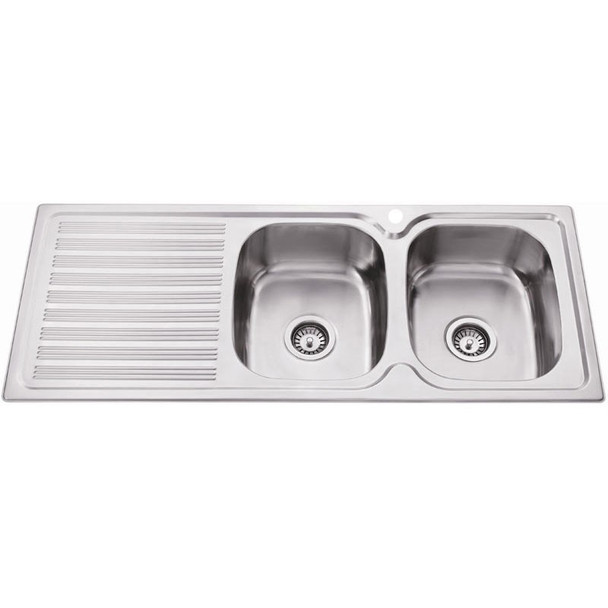 (DISCONTINUED) EDEN RIGHT DOUBLE BOWL & SINGLE DRAINER KITCHEN SINK 1180 X 480 X 170MM