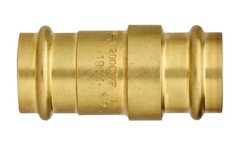 100622 LF - Unibody check valve, high flow rate, lead free brass, EUROPRESS connections, in-line spring loaded check valve.