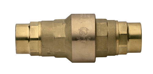 100712 LF - High flow rate, lead free brass, solder ends, in-line spring loaded check valve. Pressure rating size 1/2”- 2” 400 WOG.