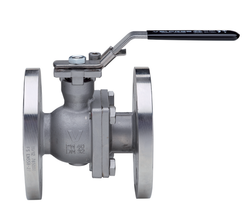 766000 - Stainless steel, ANSI class 150 flanged ball valve, full port, with locking handle.