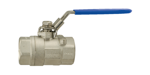 700 LL - 2-piece stainless steel, FNPT threaded ball valve with locking handle, full port vented ball.