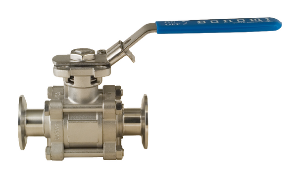 770V3 - Stainless steel direct mount 3 piece V-port ball valve with sanitary connections, sizes 1/2” to 6”.