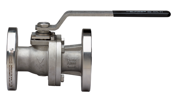 68J100 - Stainless steel, ANSI class 300, flanged ball valve, full port.