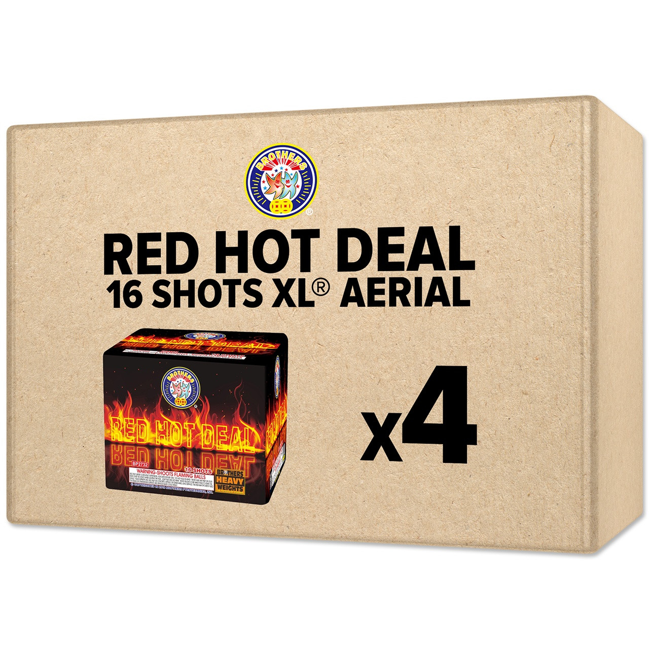 Red Hot Deal 16 Shots XL Aerial (case)- Red Apple Fireworks