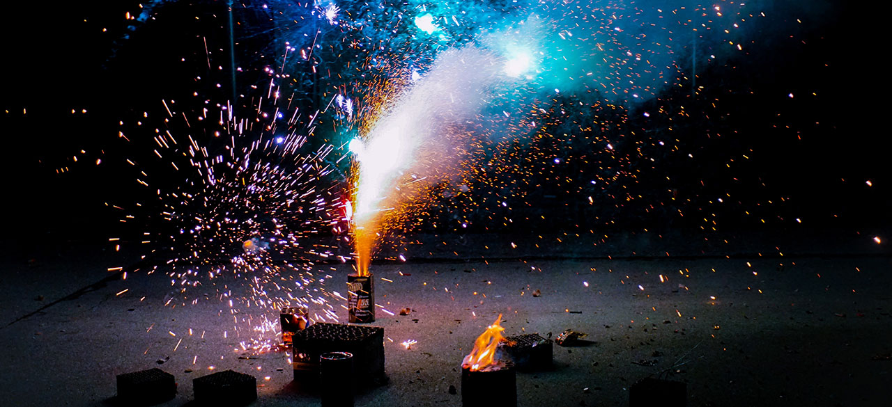 Rocket Fireworks with bright effects