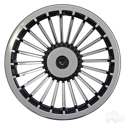 8" RHOX  Turbine Style Cart Wheel Cover in Black and Silver - Set of 4