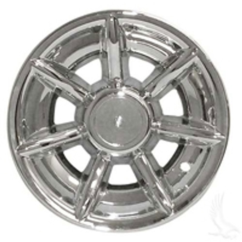 10" Spider 7 Spoke Chrome Golf Cart Wheel Cover - Set of 4