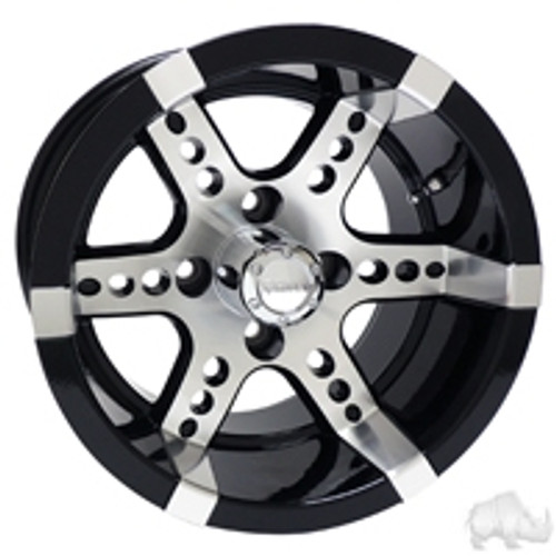 12" RHOX RX250 Machined/Black Golf Cart Wheel
