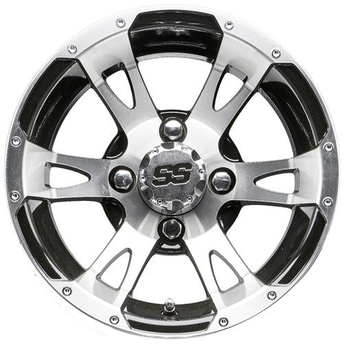 12" RHOX RX320 Machined/Black Golf Cart Wheel