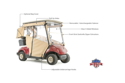 Yamaha G29 Drive "PRO-TOURING" 3-Sided Sunbrella Track Style Golf Cart Enclosure