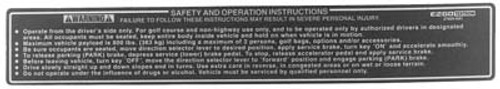 EZGO TXT/Medalist Safety Label Decal for (1994-Up) EZGO TXT/Medalist Safety Label Decal for (1994-Up)