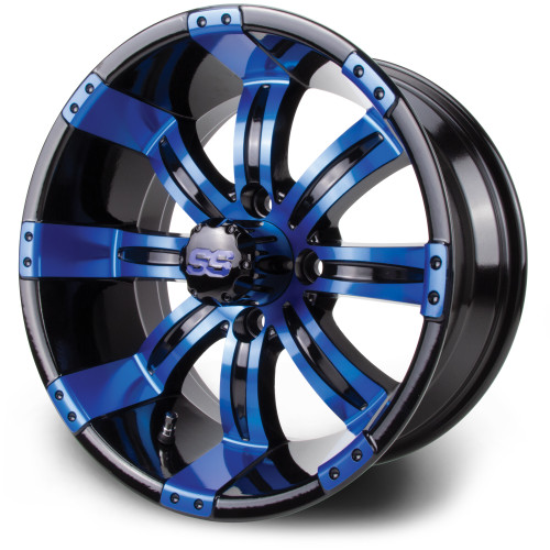 MODZ® 14" Tempest Blue and Black Golf Cart Wheel MODZ® 14" Tempest Blue and Black Golf Cart Wheel