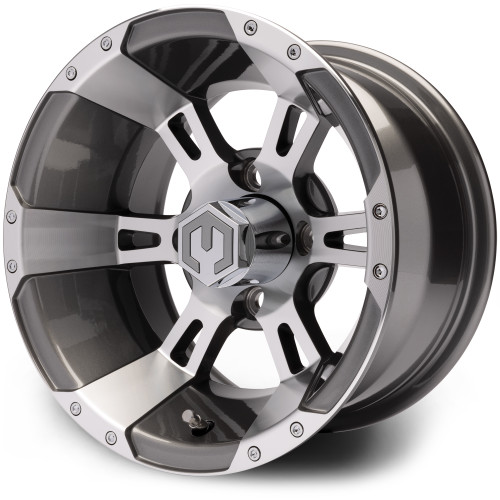 MODZ® Ambush  Gunmetal w/Machined Face 12x7 Golf Cart Wheel MODZ® Ambush  Gunmetal w/Machined Face 12x7 Golf Cart Wheel