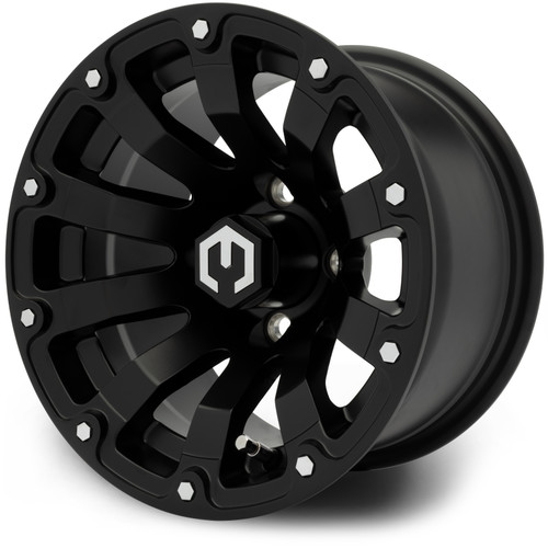 MODZ® Bomber  Matte Black w/Silver Rivets 12x7 Golf Cart Wheel MODZ® Bomber  Matte Black w/Silver Rivets 12x7 Golf Cart Wheel