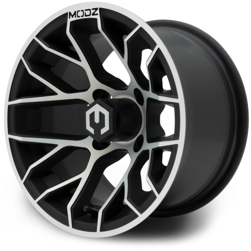 MODZ® Matrix Machined Matte Black  12x7 Golf Cart Wheel MODZ® Matrix Machined Matte Black  12x7 Golf Cart Wheel