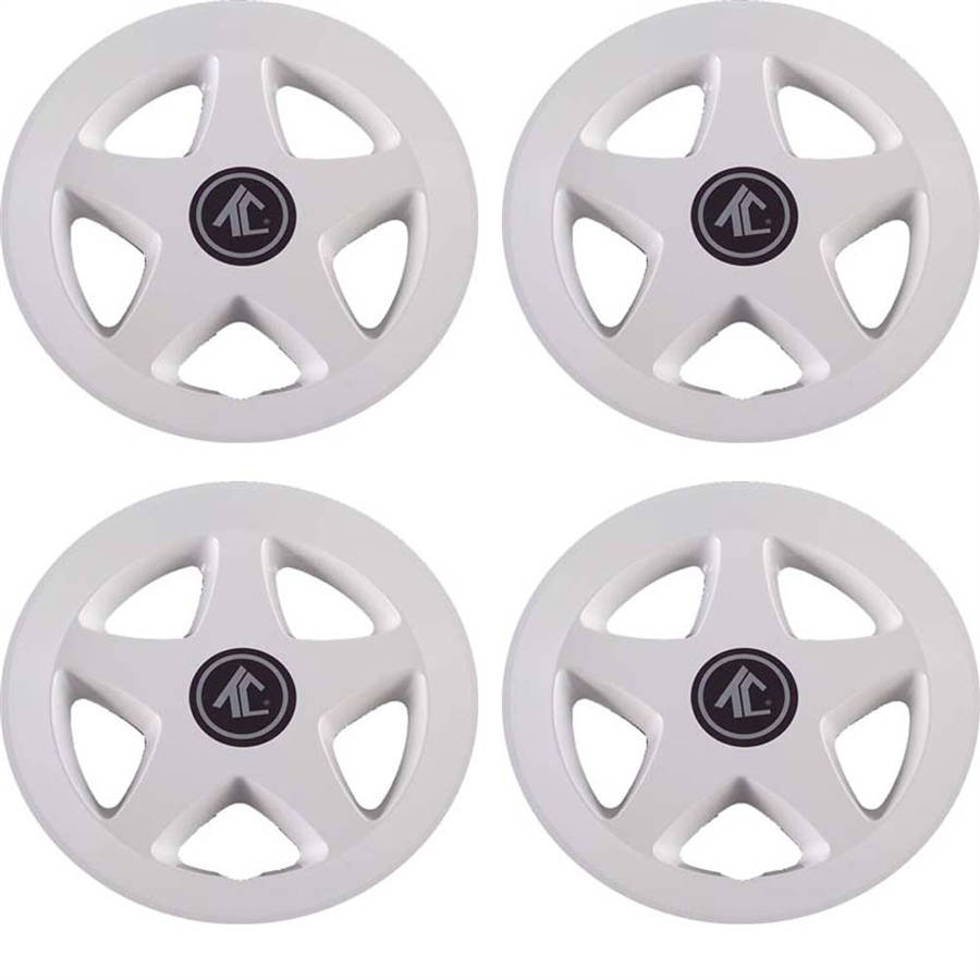 8" Star 5 Spoke - White Wheel Cover (Set of 4)
