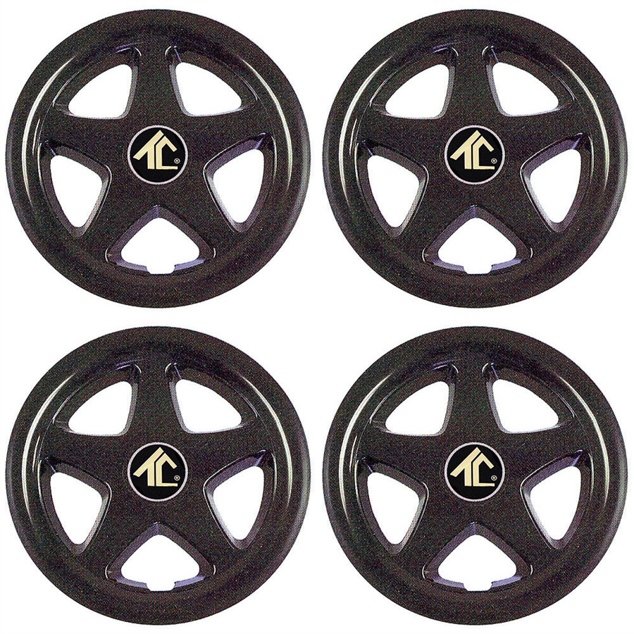 8" Star 5 Spoke Black Wheel Cover (Set of 4)