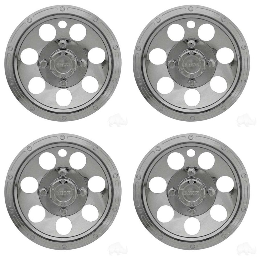 8" Beadlock Style Chrome Golf Cart Wheel Cover - Set of 4