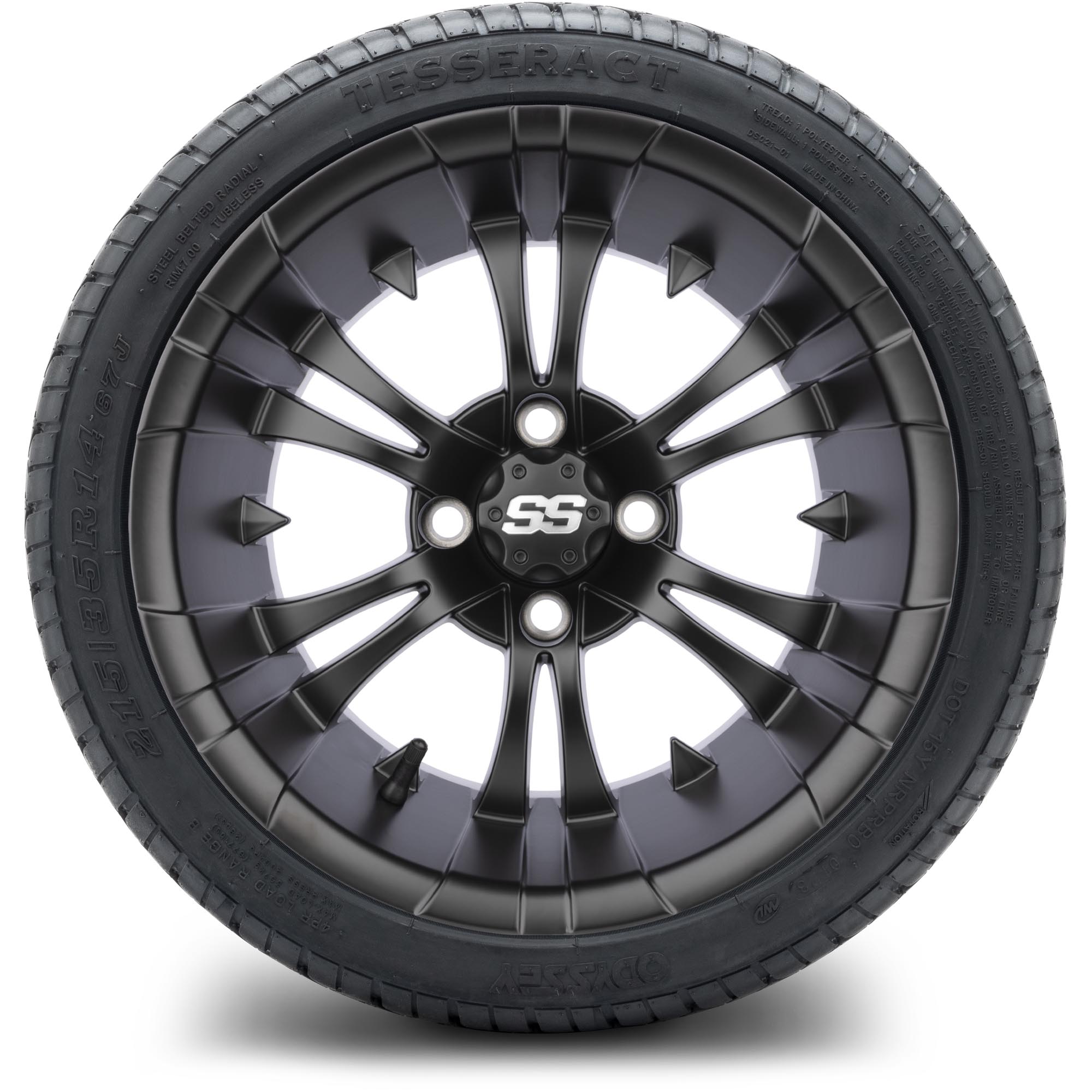 MODZ® 14" Vampire Matte Black - Low Profile Golf Cart Tire and Wheel Combo
