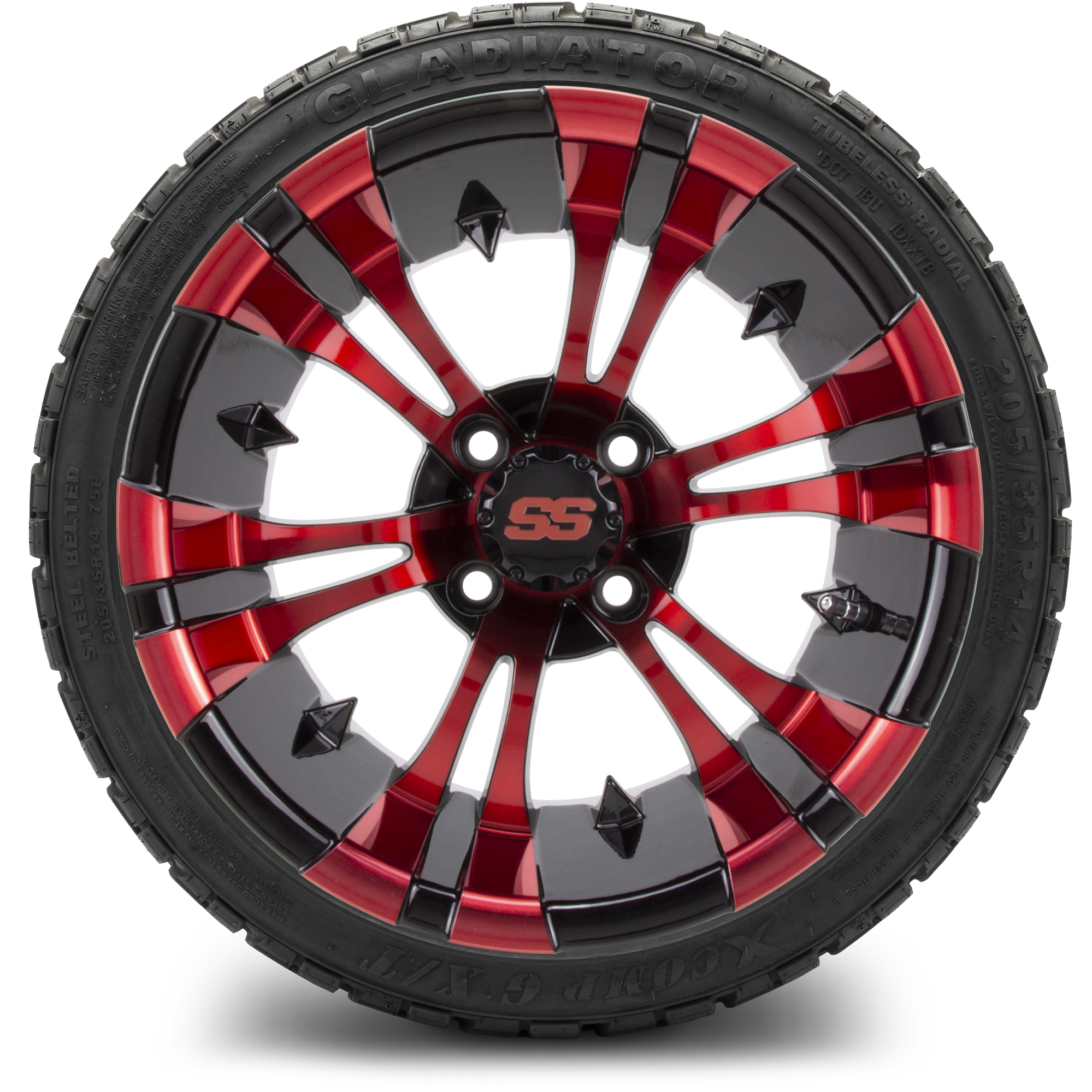 MODZ® 14" Vampire Red and Black - Low Profile Golf Cart Tire and Wheel Combo