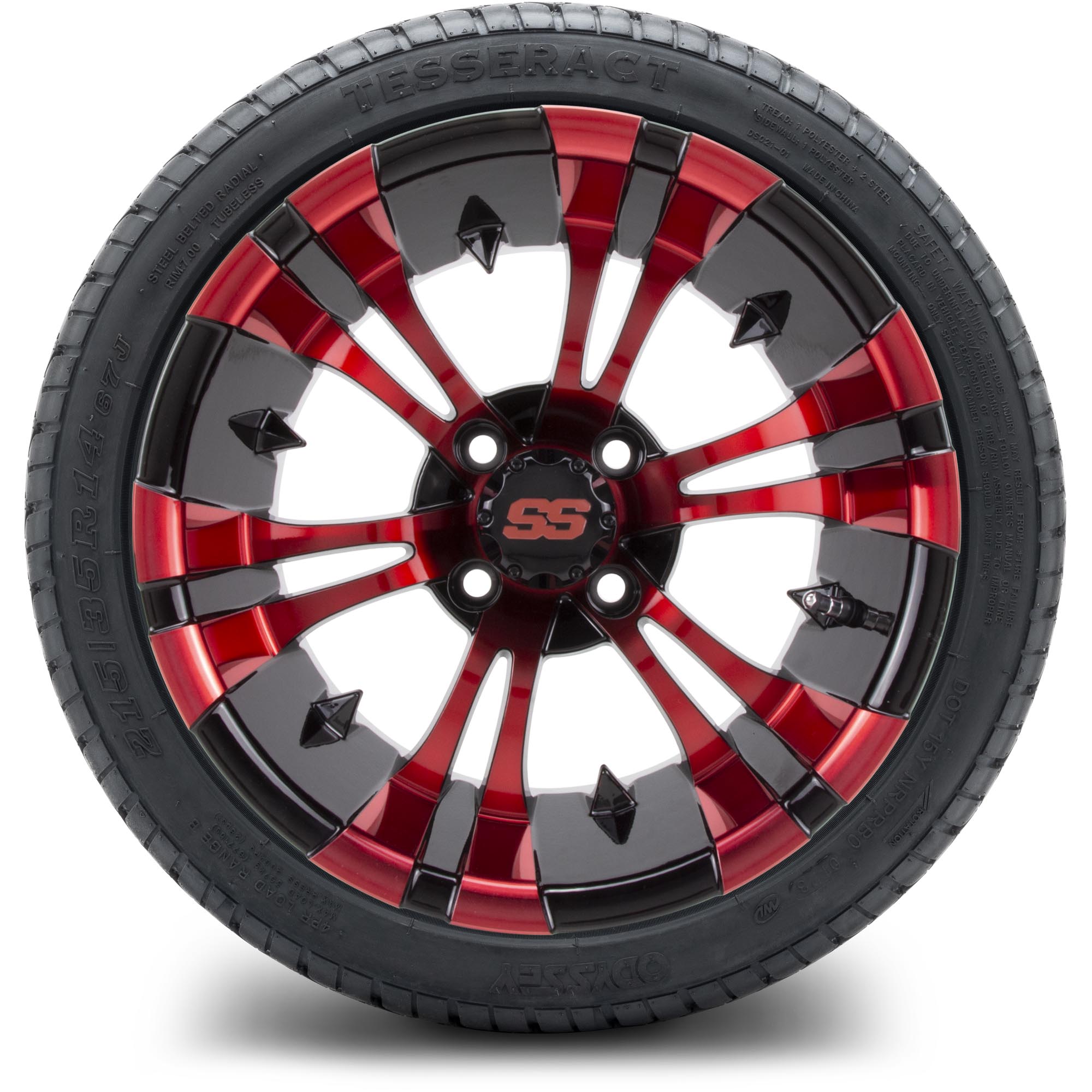 MODZ® 14" Vampire Red and Black - Low Profile Golf Cart Tire and Wheel Combo