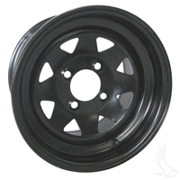 12'' Black 8 Spoke Steel Golf Cart Wheel