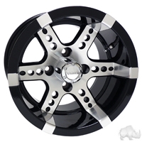 12" RHOX RX250 Machined/Black Golf Cart Wheel