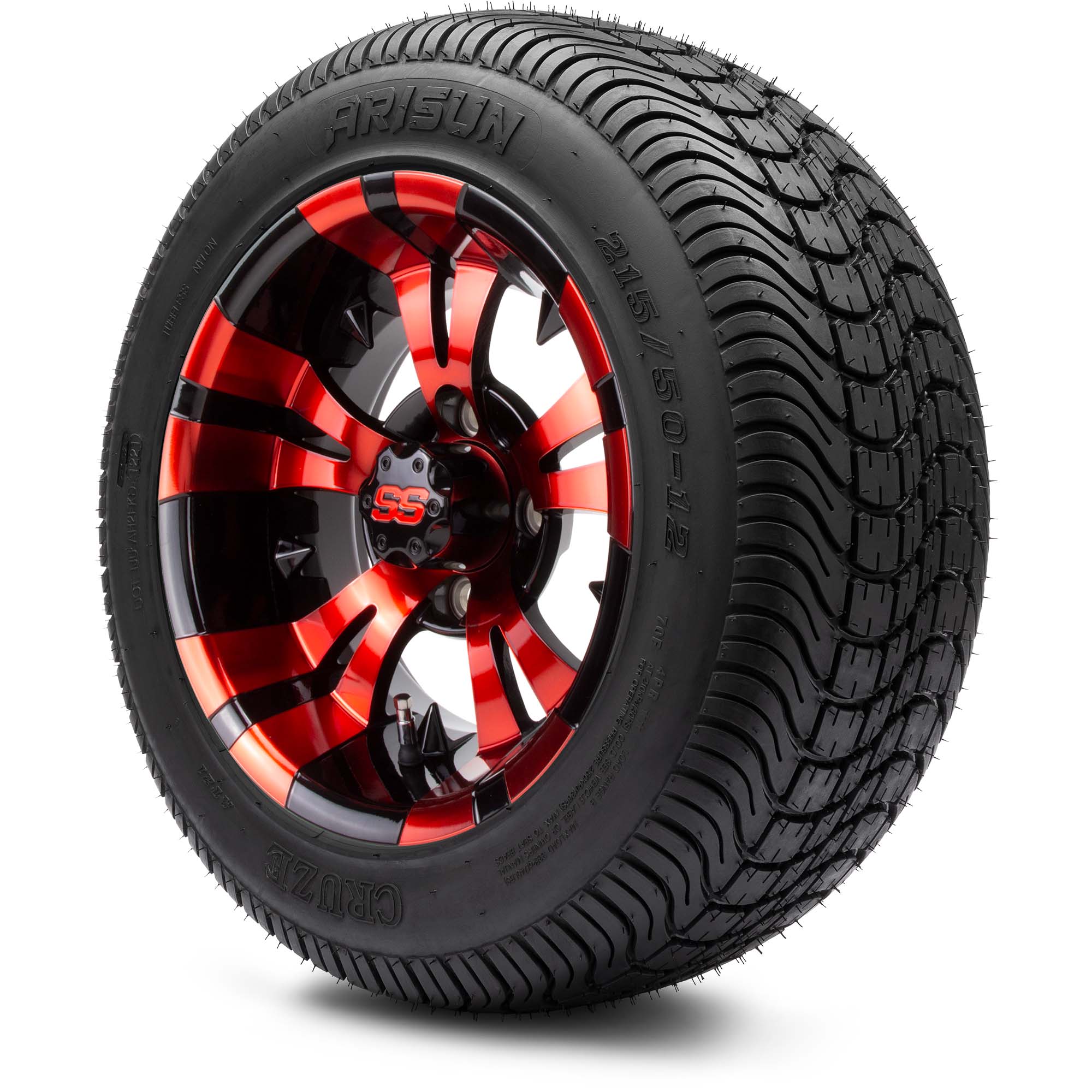 MODZ® 12" Vampire Red and Black - Low Profile Golf Cart Wheel and Tire Combo