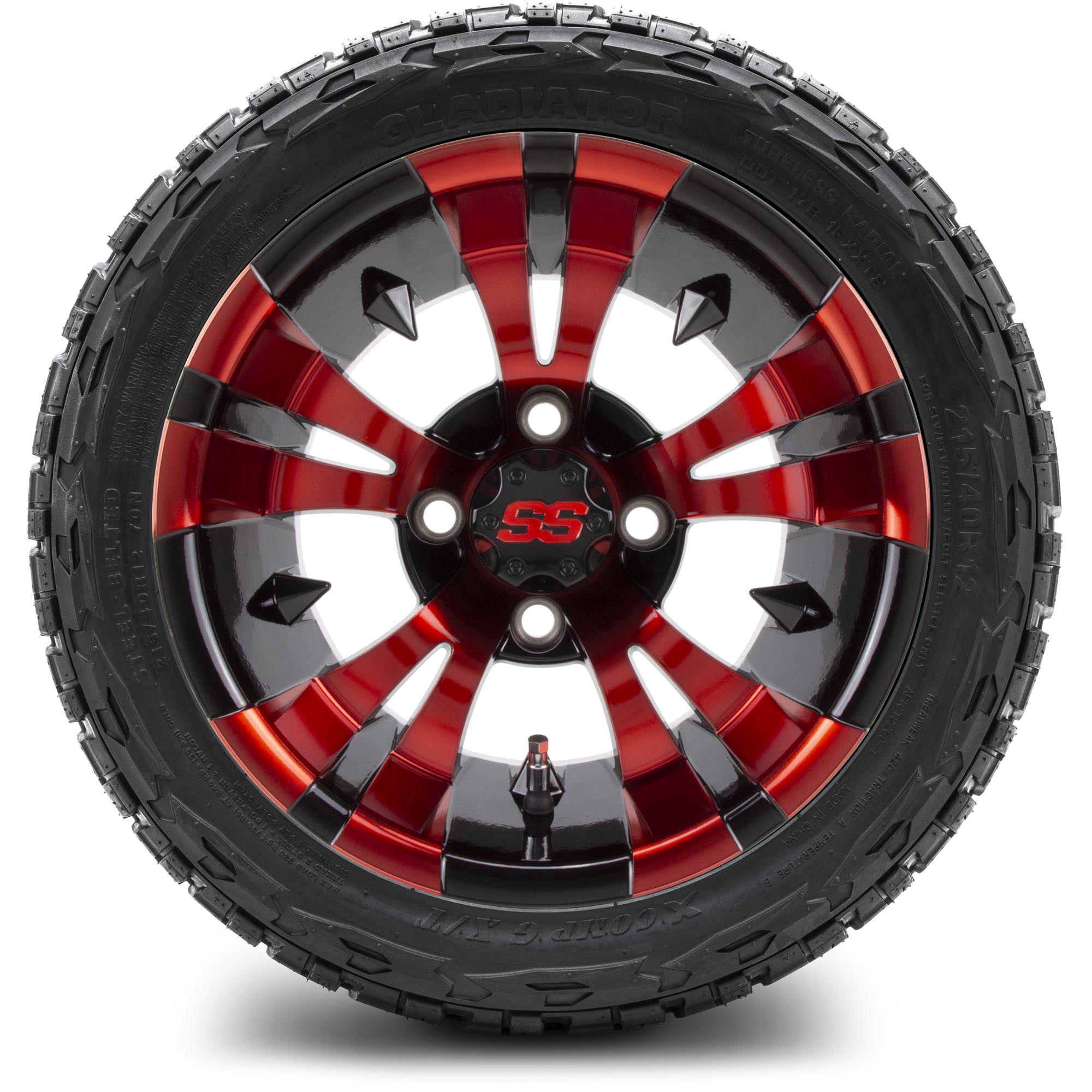 MODZ® 12" Vampire Red and Black - Low Profile Golf Cart Wheel and Tire Combo