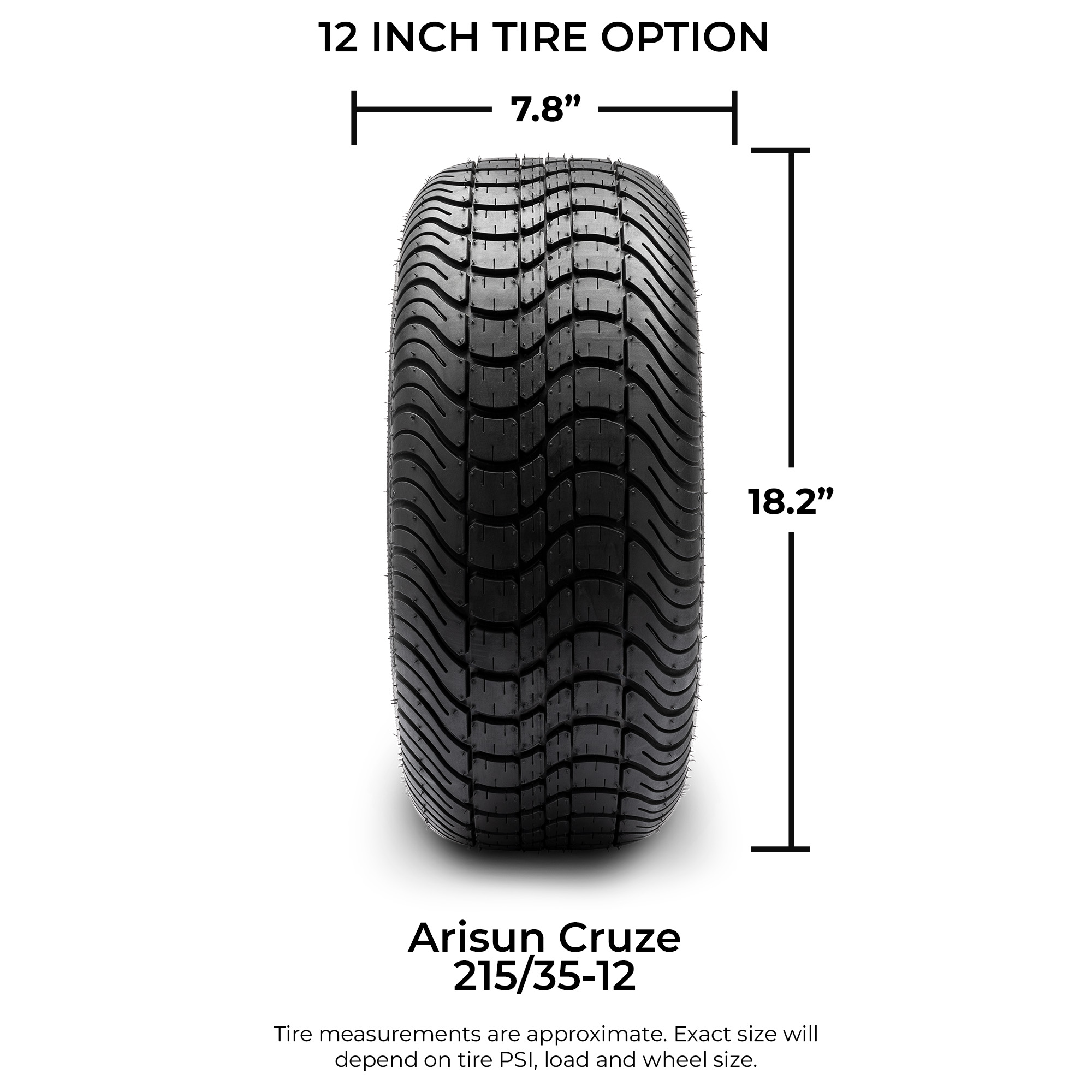 Arisun 215/35-12 Cruze DOT Low Profile Golf Cart Tire (4-Ply)