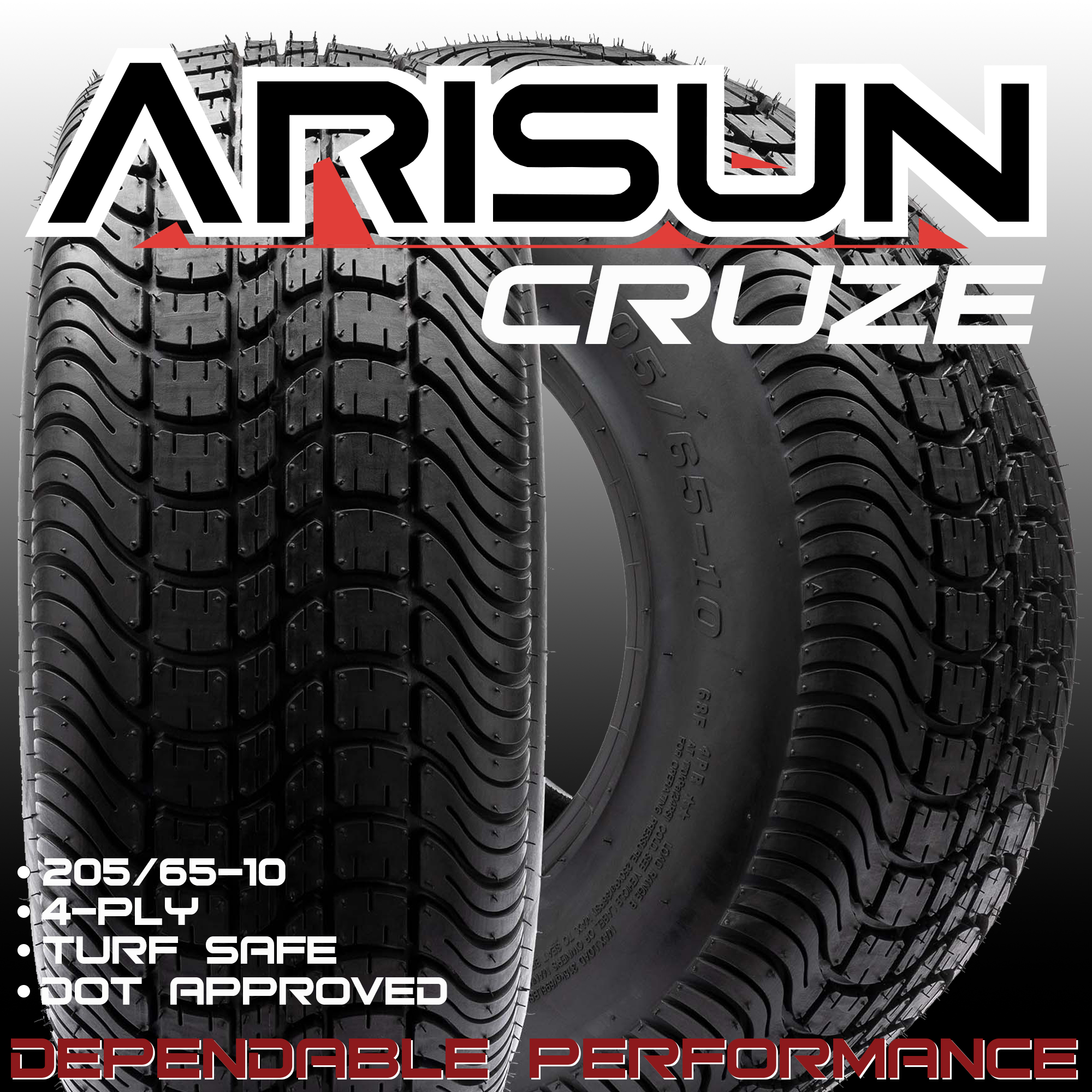 Arisun 205/65-10 DOT Street Golf Cart Tire