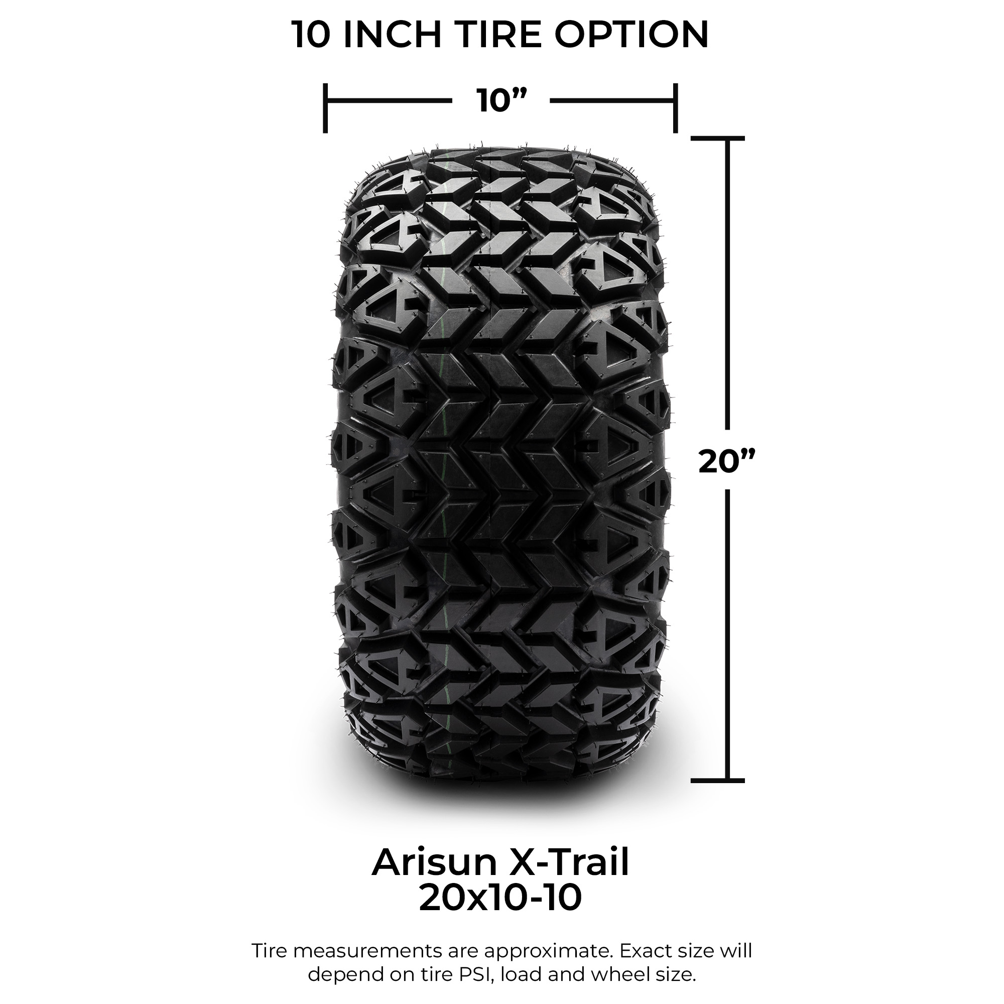 MODZ® 10" Medusa Machined Black - All-Terrain Tires and Golf Cart Wheel Combo