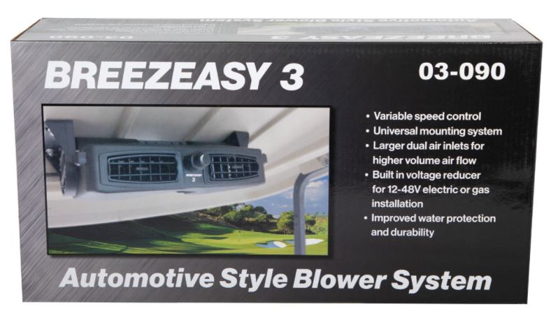 Breezeasy 3 Fan System with Converter for Gas & Electric Carts