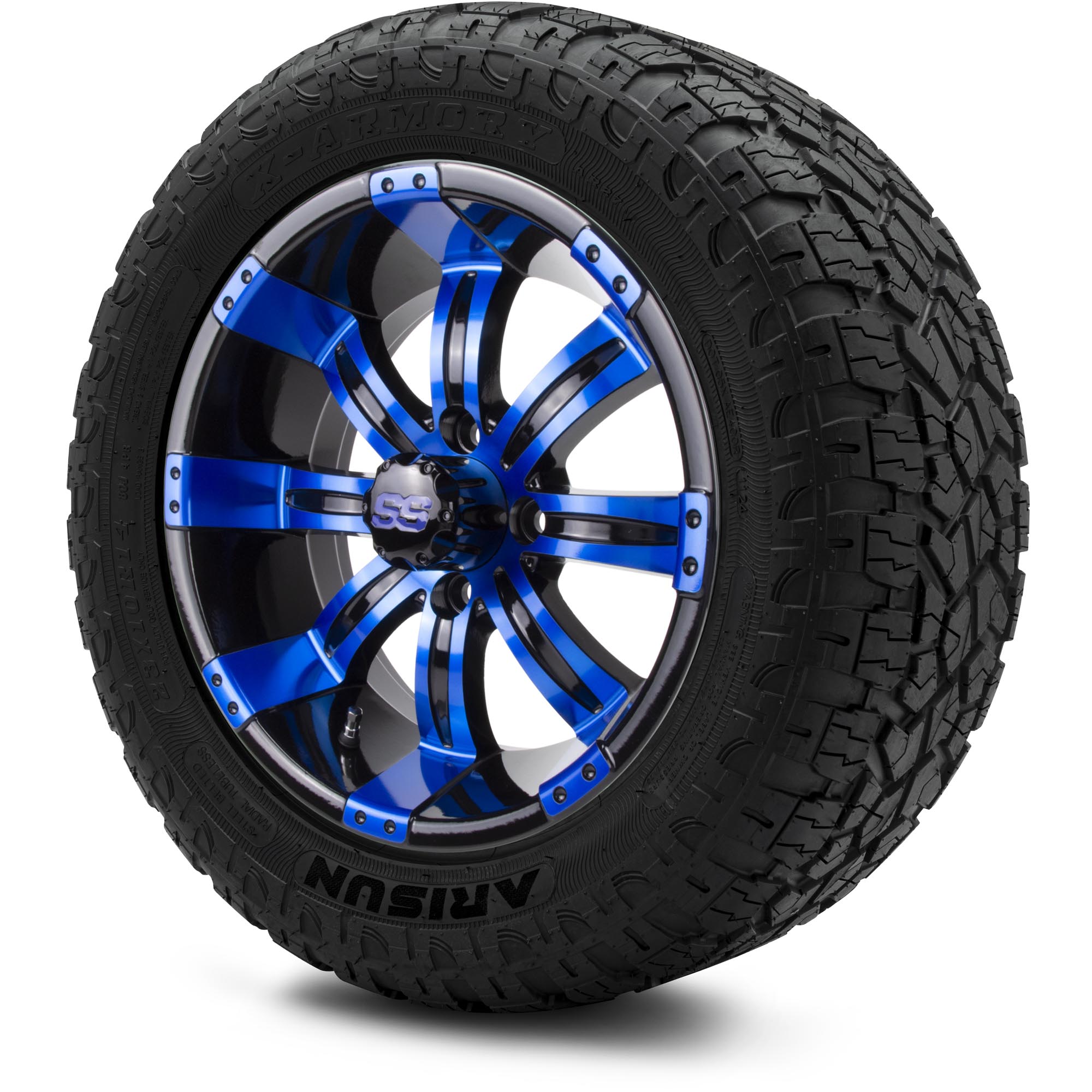 MODZ® 14" Tempest Blue and Black - All-Terrain Tires and Golf Cart Wheels Combo
