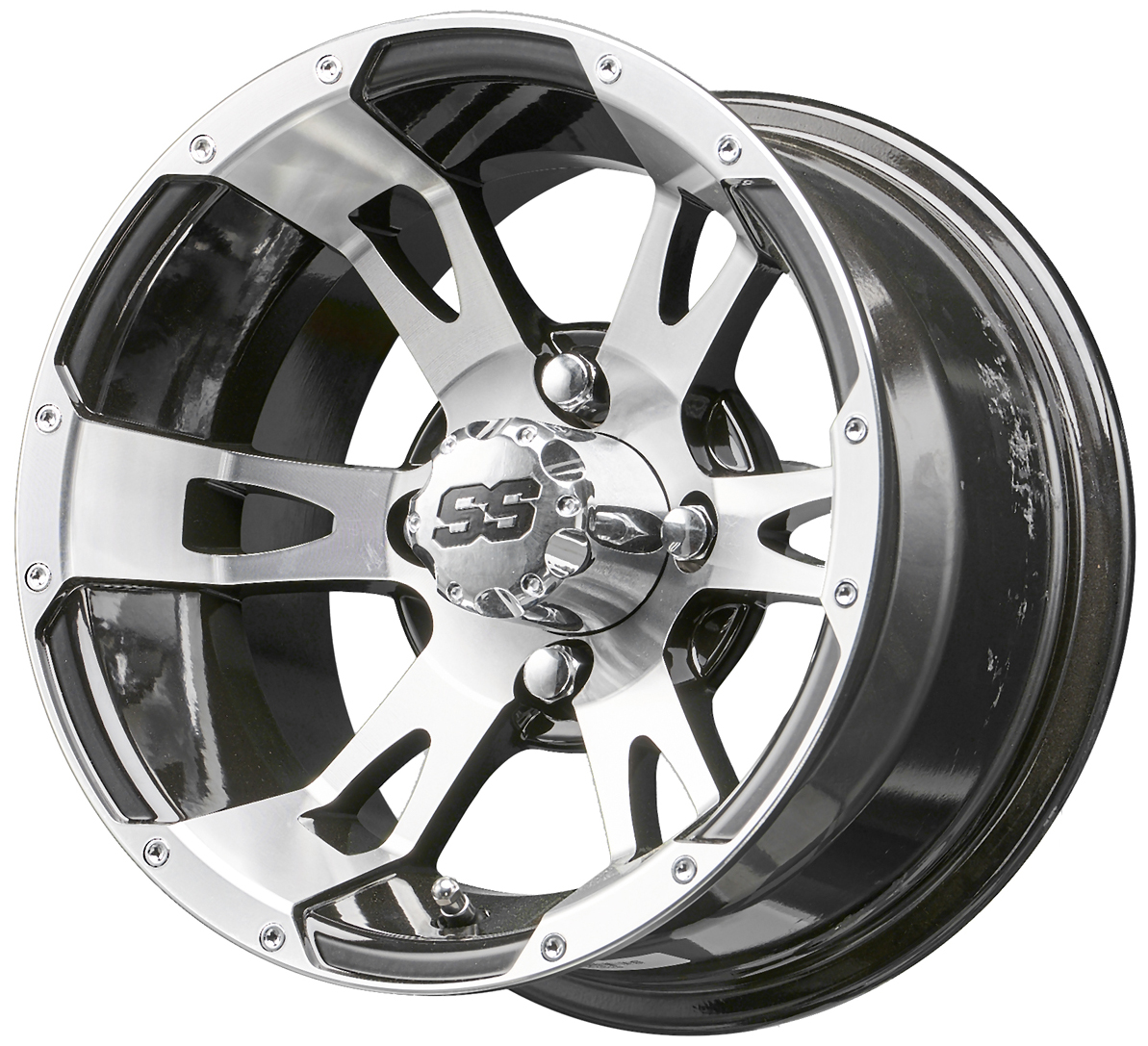 12" RHOX RX320 Machined/Black Golf Cart Wheel