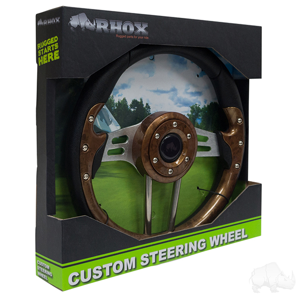 Woodgrain Grip/Brushed Aluminum Aviator 4 - Steering Wheel