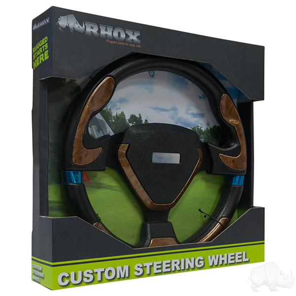 Woodgrain Grip/Black Spokes Bonneville - Steering Wheel