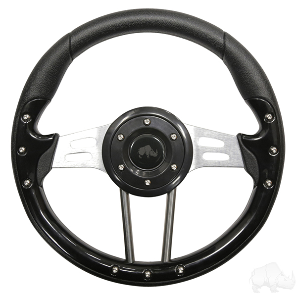 Black Grip/Brushed Aluminum Aviator 4 - Steering Wheel