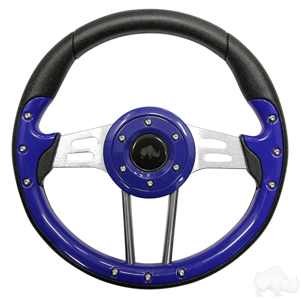 Blue Grip/Brushed Aluminum Aviator 4 - Steering Wheel