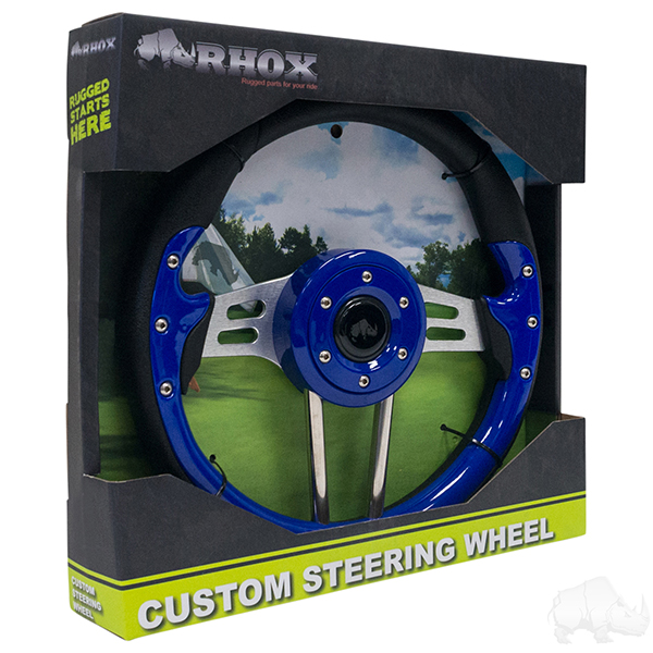 Blue Grip/Brushed Aluminum Aviator 4 - Steering Wheel
